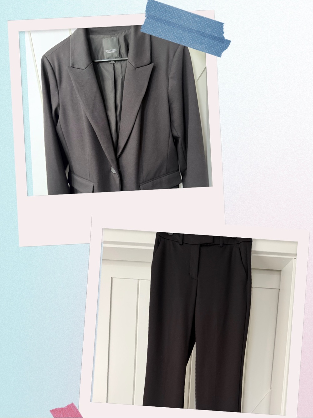Vera Wang Black Suit Blazer and Pants Set
